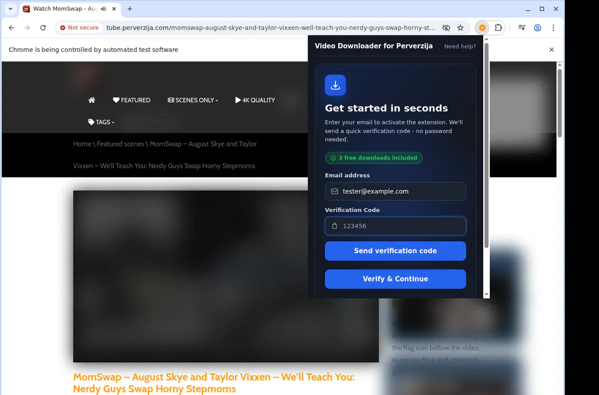 Perverzija Video Downloader browser extension screenshot 4